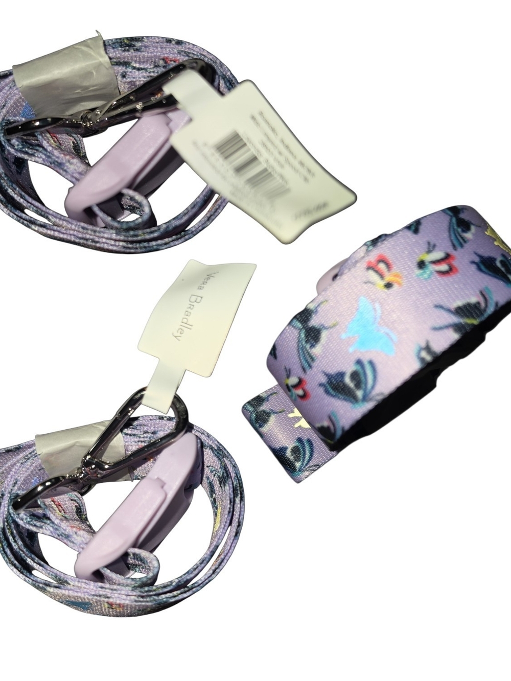 Vera Bradley Lavender Butterflies Lanyard with Sturdy Clasp & Keyring NWT